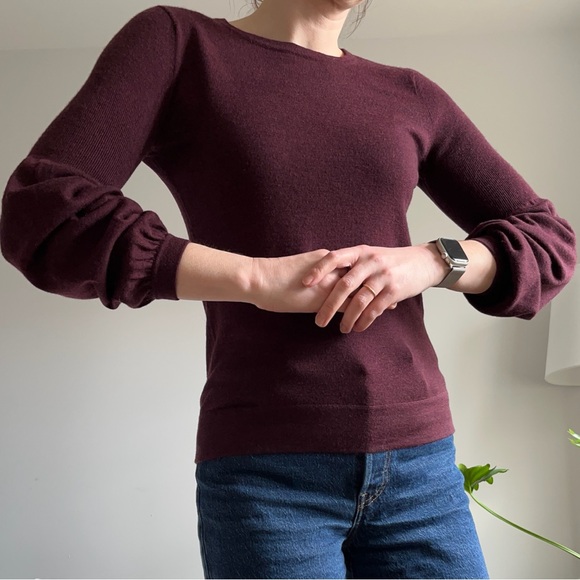 Club Monaco Merino Wool Sweater in Burgundy Size Small - Picture 3 of 12